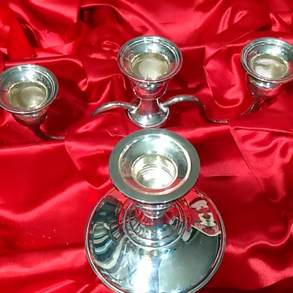 Sterling Silver Three Arm Detachable Candelabra - Picture 2 of 8